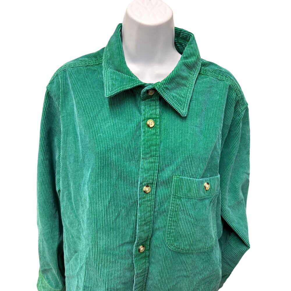 Urban Outfitters SZ Large Green Long Sleeve Corduroy Button Up Shacket Jacket - Picture 3 of 7
